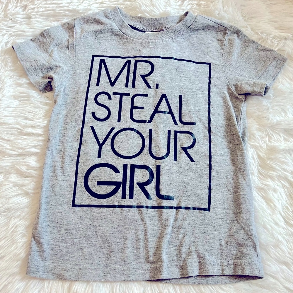 Adorable 3T Boys Mr. Steal Your Girl Grey T Shirt Toddler Kids Top